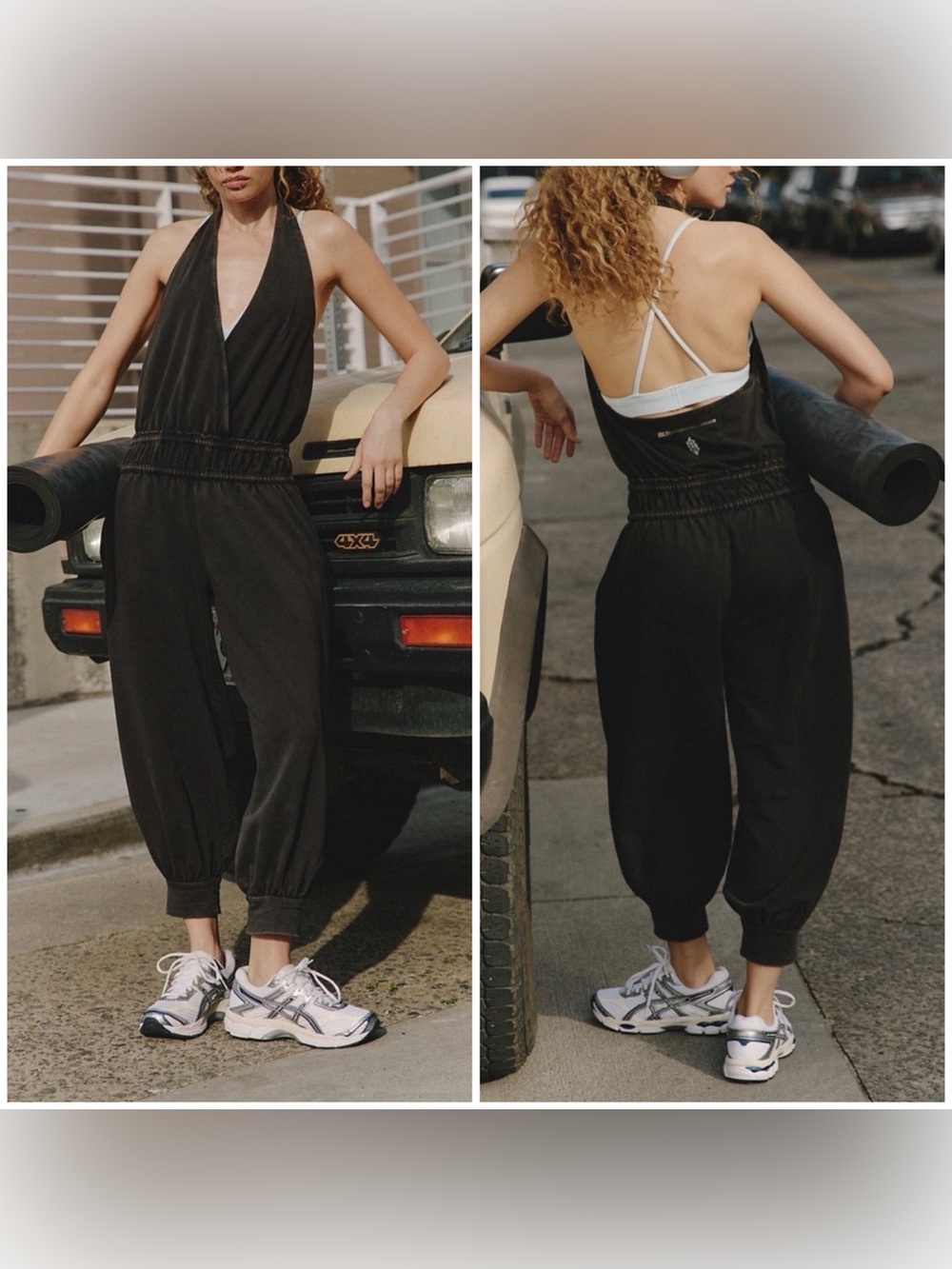 NWOT Free People FP Movement Hot Shot Halter Onesie - black - Medium